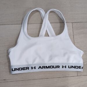UNDER ARMOUR | Youth Girl's White MFO Solid HeatGear Crossback Sports Bra